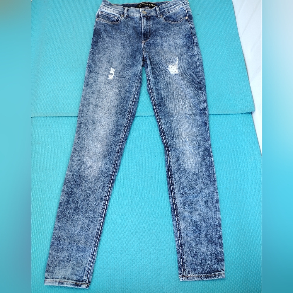 Express Womens Legging High Rise Jeans Distressed Ripped Acid Wash 4R
